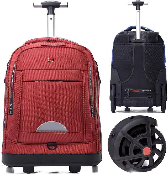 Main image of PISKGODSF Rolling Backpack for Adults, Backpack with Wheels, Large Wheeled Backpack with Laptop Waterproof Compartment, Roller Backpack on Wheels, Suitable for Leisure Outdoor Business Travel (Red)