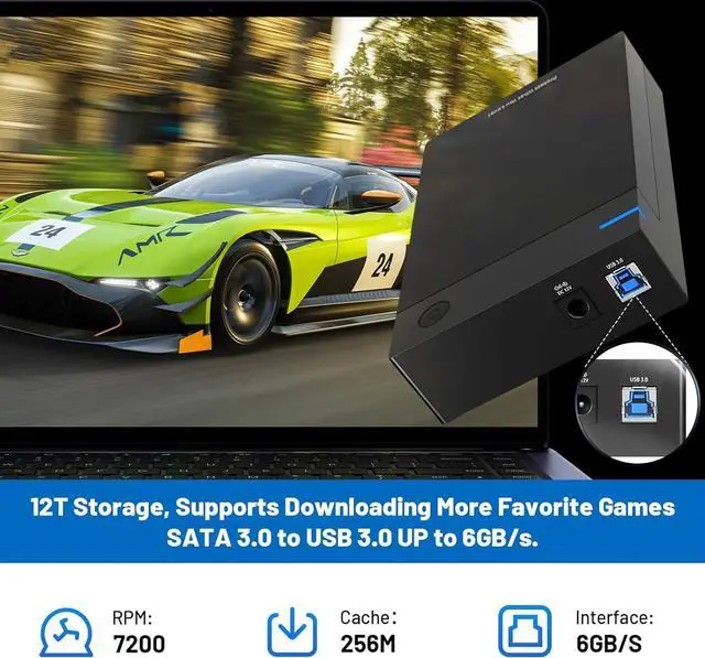 Alt view image 4 of 5 - Kinhank 12TB Retro Gaming Hard Drive with 96000+ Classic Games, Compatible with 400+ Emulators, 6000+3D Games, Portable Game Hard Drive Compatible with Win 7/8/10/11