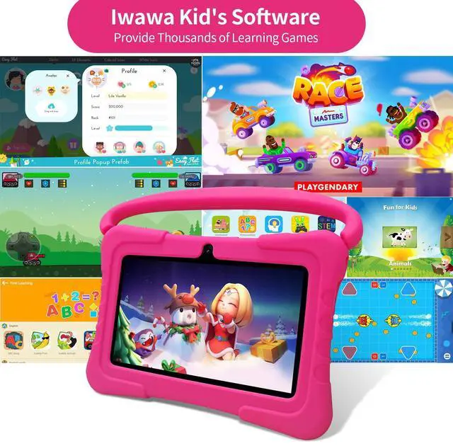 Alt view image 4 of 5 - NEWISION 7 inch Kids Tablet with Case,32GB Toddler Tablets Android 13 with WiFi,Dual Camera,Education,Games,Kids Software Pre-Installed,Computer Tablet PC with Age Filters,Parental Controls(Pink)