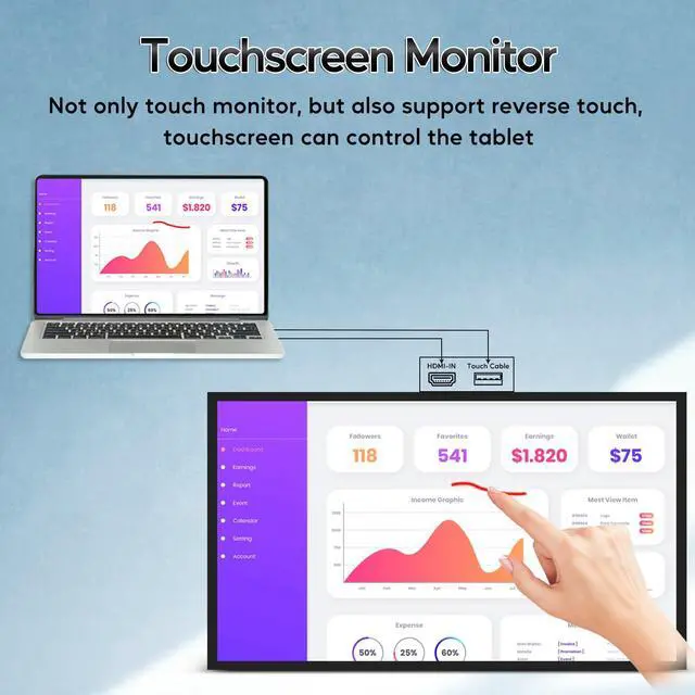 Alt view image 3 of 5 - PWR4GTR Premier Powerhouse OEM Factory from Chi-na 32 inch Anti-Glare 500Nits Capacitive Touchscreen Monitor Reverse Control Laptop, Smart Board, Wireless Screen Mirroring, Digital Signage Display