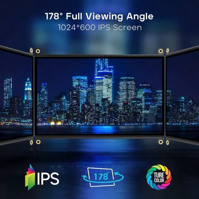 Alt view image 4 of 5 - ROADOM 7'' Raspberry Pi Screen, IPS1024x600,Responsive Smooth Touch,Dual Built-in Speakers,HDMI Input,Compatible with Raspberry Pi 5/4/3,Driver Free