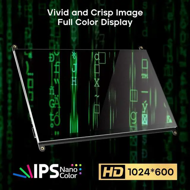 Alt view image 3 of 5 - ROADOM 7'' Raspberry Pi Screen, IPS1024x600,Responsive Smooth Touch,Dual Built-in Speakers,HDMI Input,Compatible with Raspberry Pi 5/4/3,Driver Free