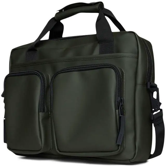 Alt view image 2 of 5 - RAINS Texel Tech Laptop Bag - Waterproof Bag for College or Work, Fits up to 15 inches laptop, Travel Backpack with Front Zip Pockets and Divided Main Compartment (Green)