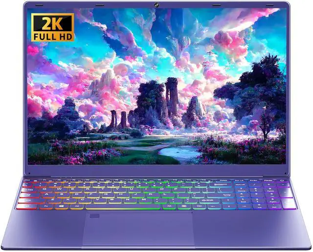 Main image of 16" Purple Laptop Computer 12G LPDDR5 RAM 512GB NVMe SSD Alder Lake N95 CPU, 2K FHD(1920 * 1200) IPS Screen/Color Backlit KB/Fingerprint/Win 11 Pro PC for Business Work Study (12G+512GB)
