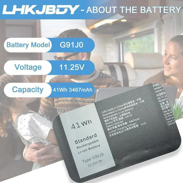 Alt view image 2 of 5 - G91J0 Laptop Battery Replacement for Dell Inspiron 3510 3511 3515 5330 5410 5415 5418 5518 5430 5435 7415 7420 2-in-1 for Latitude 3320 3330 3420 3520 Vostro 5620 5625 Series V6W33 TN70C 41Wh 11.25V