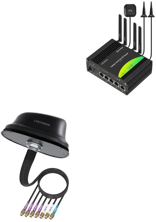 Main image of LINOVISION Industrial Teltonika 5G Cellular Router RUTM50 and 5G LTE MIMO Combo 7-in-1 Antenna