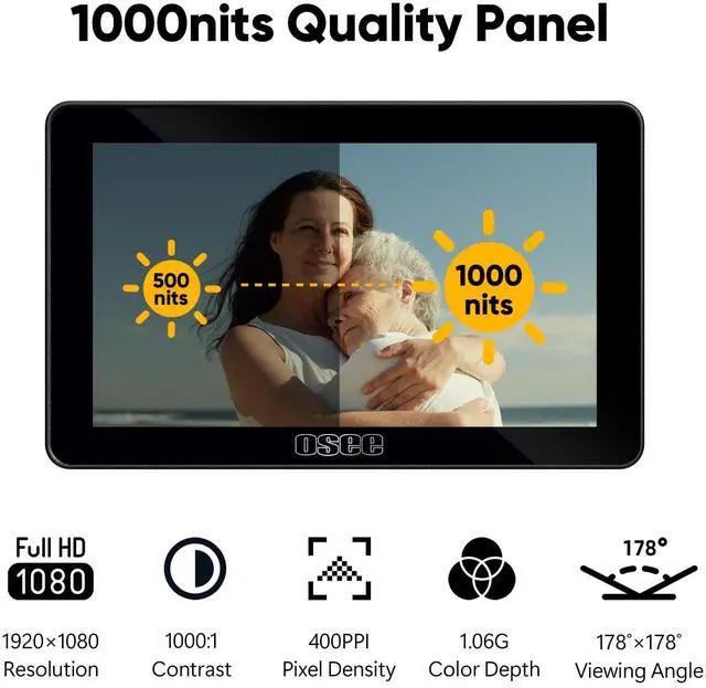 Alt view image 2 of 5 - Osee Lilmon 5 1000 Nits High-Bright 5.5 inch Touch Screen DSLR Camera Field Monitor with 3D LUT HDR 4K HDMI in and Out Exposure Focus Assist Waveform Monitor