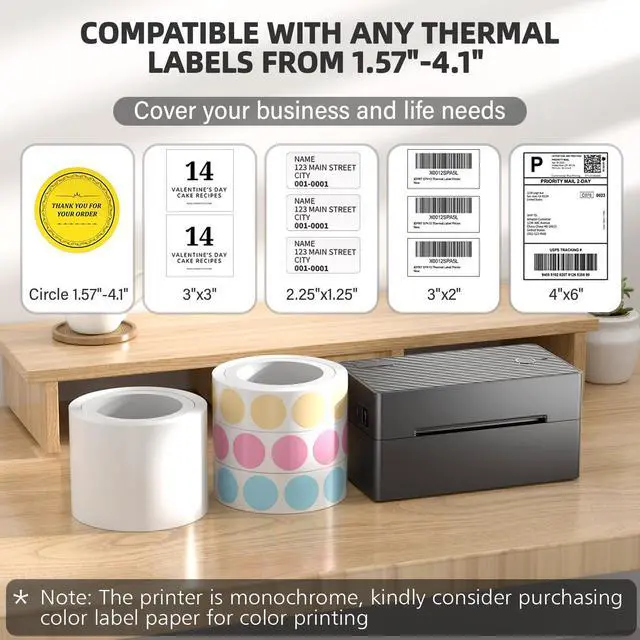 Alt view image 2 of 5 - PEDOOLO Label Printer, Bluetooth Shipping Label Printer with Black Label Holder, 4x6 Thermal Printer for Shipping Packages, Compatible with Android, iOS, Windows, Mac, Chromebook, , Ebay, UPS