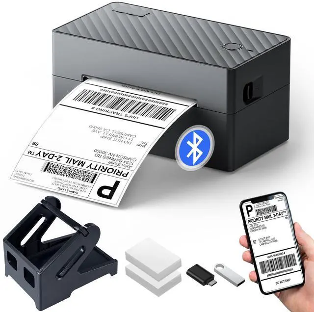 Main image of PEDOOLO Label Printer, Bluetooth Shipping Label Printer with Black Label Holder, 4x6 Thermal Printer for Shipping Packages, Compatible with Android, iOS, Windows, Mac, Chromebook, , Ebay, UPS
