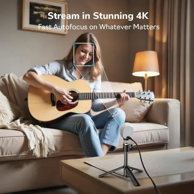Alt view image 3 of 5 - EMEET Piko 4K Webcam for Streaming, World's 1st Dual-Camera AI-Powered 4K Camera w/AI Autofocus, 3 Mics Array&3 Sound Modes, USB Webcam with Clip, Great for Streaming, Desk Setup and Creative Gifts
