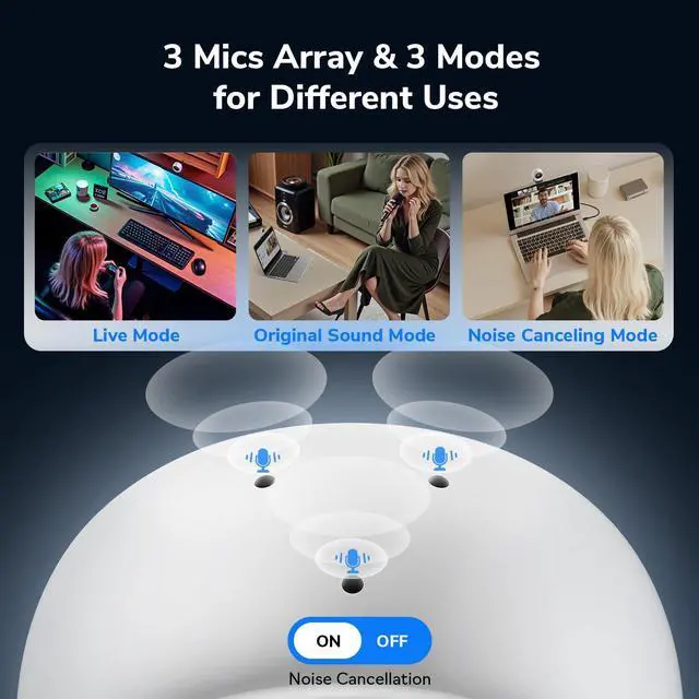 Alt view image 5 of 5 - EMEET Piko 4K Webcam for Streaming, World's 1st Dual-Camera AI-Powered 4K Camera w/AI Autofocus, 3 Mics Array&3 Sound Modes, USB Webcam with Clip, Great for Streaming, Desk Setup and Creative Gifts