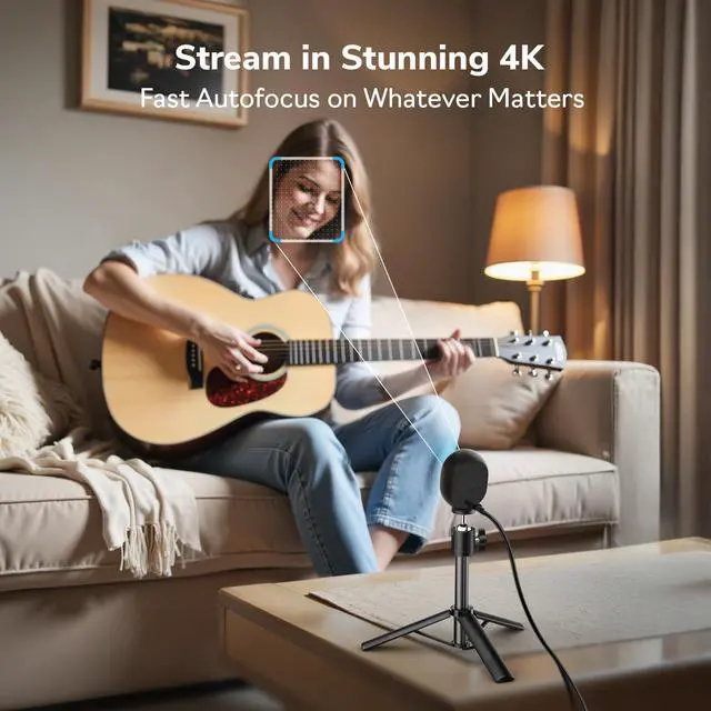 Alt view image 3 of 5 - EMEET Piko 4K Webcam for Streaming, World's 1st Dual-Camera AI-Powered 4K Camera w/AI Autofocus, 3 Mics Array&3 Sound Modes, USB Webcam with Clip, Great for Streaming, Desk Setup and Creative Gifts