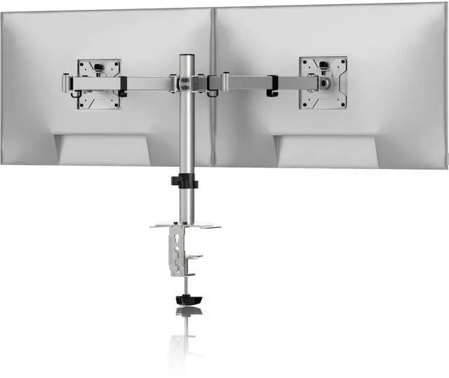 Main image of Pholiten Dual Monitor Stand, Heavy Duty Adjustable Monitor Arm Desk Mount for 2 Screens up to 38Inches, Tilt, Swivel, Rotate, Supports Tilt, Swivel, Rotate, Supports 22 lbs per Arm,Silver
