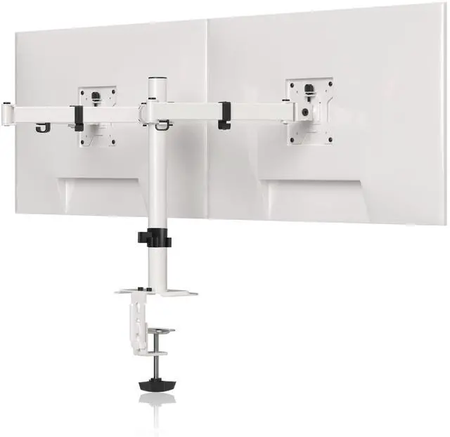 Main image of Pholiten Dual Monitor Stand, Heavy Duty Adjustable Monitor Arm Desk Mount for 2 Screens up to 38Inches, Tilt, Swivel, Rotate, Supports Tilt, Swivel, Rotate, Supports 22 lbs per Arm,White