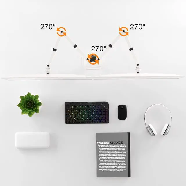 Alt view image 5 of 5 - Pholiten Dual Monitor Stand, Heavy Duty Adjustable Monitor Arm Desk Mount for 2 Screens up to 42Inches, Tilt, Swivel, Rotate, Supports Tilt, Swivel, Rotate, Supports 22 lbs per Arm,White