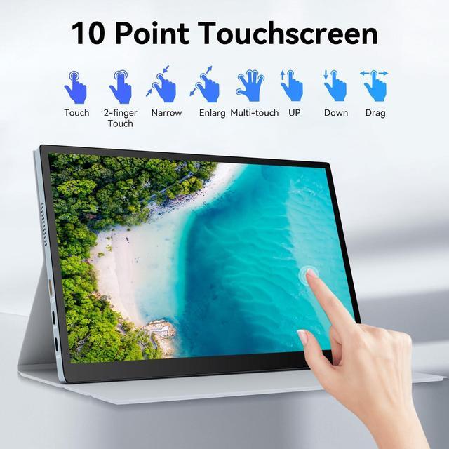 Alt view image 3 of 5 - 10.5" OLED Touchscreen Portable Monitor 2.5K 2560x1600, 100% NTSC, 54000:1 Contrast, Mini Second Touch Display with Protect Case & Speaker, USB-C, HDMI, Small Screen for Laptop Mini PC Phone, Silver