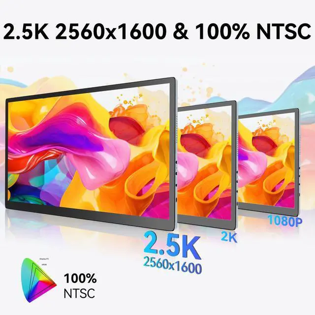 Alt view image 4 of 5 - 10.5" OLED Touchscreen Portable Monitor 2.5K 2560x1600, 100% NTSC, 54000:1 Contrast, Mini Second Touch Display with Protect Case & Speaker, USB-C, HDMI, Small Screen for Laptop Mini PC Phone, Silver