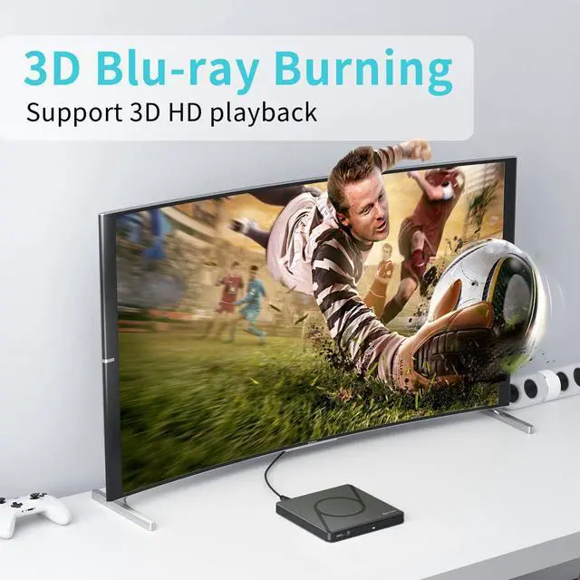 Alt view image 4 of 5 - PHIXERO External 3D Blu Ray DVD Drive Burner for Laptop, Portable Blu-ray Drive USB 3.0, Support Blu Ray Play and M-DISC, for Mac OS, Windows xp/7/8/10, Linux, Vista