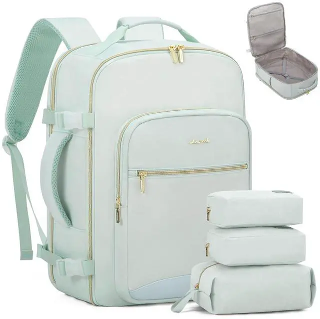 Main image of LOVEVOOK Carry on Travel Backpack, 40L Waterproof Large 17inch Laptop Luggage Daypack as Personal Item Flight Approved, Business Weekender Overnight with 3 Packing Cubes, Turquoise-Turquoise