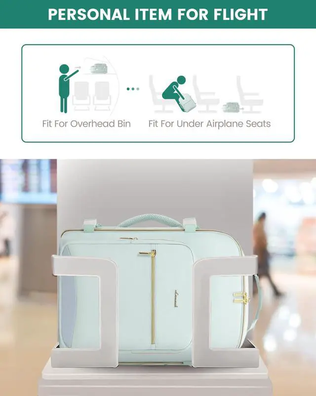 Alt view image 4 of 5 - LOVEVOOK Carry on Travel Backpack, 40L Waterproof Large 17inch Laptop Luggage Daypack as Personal Item Flight Approved, Business Weekender Overnight with 3 Packing Cubes, Turquoise-Turquoise