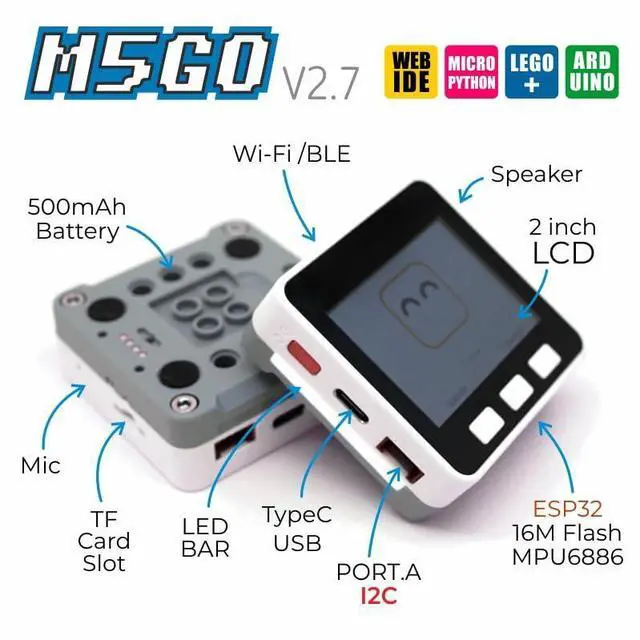 Alt view image 4 of 5 - M5Stack Official M5GO IoT Starter Kit V2.7