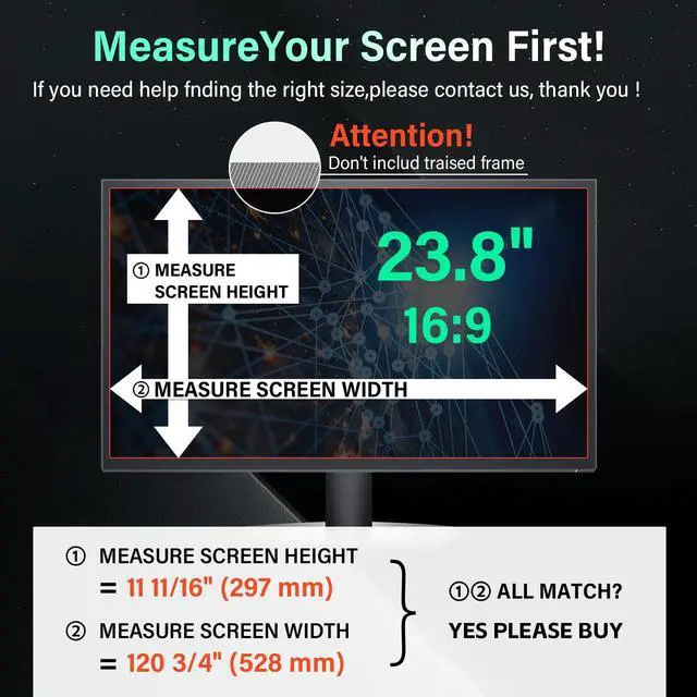 Alt view image 2 of 5 - 2 Pack Magnetic Computer Screen Privacy Shield 23.8 Inch 16:9 Hanging Monitor Anti-glare & Privacy Filters Eyes Protection 23.8in Removable Protector Desktop Security Filter Dust-free Film