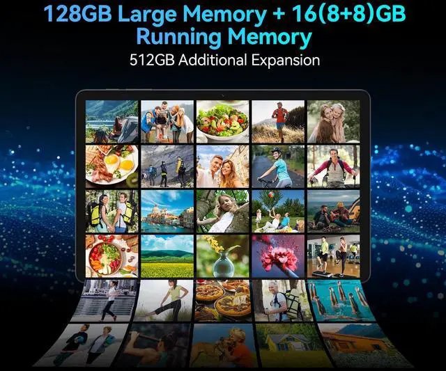 Alt view image 2 of 5 - Android 14 Tablet 2025 Latest 11 Inch Tablets, 128GB+16(8+8 Expand)GB/512GB Expandable, Dual 4G Cellular with Octa-Core Processor, 2 in 1 Tablet with Keyboard, 21MP Camera/8000mAh Battery/GPS/5G WiFi