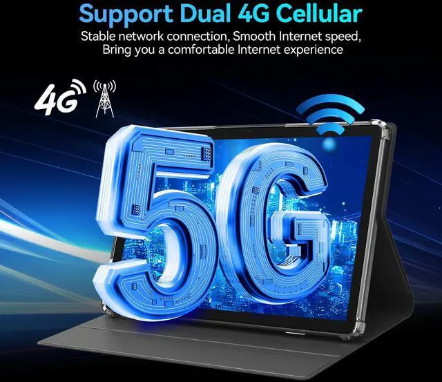 Alt view image 4 of 5 - Android 14 Tablet 2025 Latest 11 Inch Tablets, 128GB+16(8+8 Expand)GB/512GB Expandable, Dual 4G Cellular with Octa-Core Processor, 2 in 1 Tablet with Keyboard, 21MP Camera/8000mAh Battery/GPS/5G WiFi