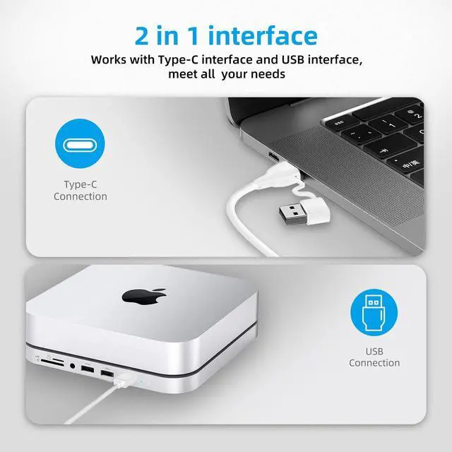 Alt view image 4 of 5 - POWZAN Wired Backlit Keyboard for Windows/Mac,Aluminum Slim & Quite Full Size Keyboards Light Up with USB A/USB C Dual Interface,Compatible with iMac,MacBook,iPad,Laptop,PC-Silver White