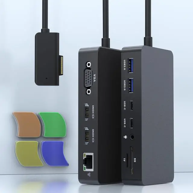 Main image of Microsoft Surface Docking Station with Triple Displays Dual HDMI+VGA, 12 in 1 Surface Dock for Surface Pro 11/10/9/8/X/7/6/5/4/3, Surface Laptop 7/6/5/4/3/2/1, Surface Laptop Go 3/2/1, Surface Book