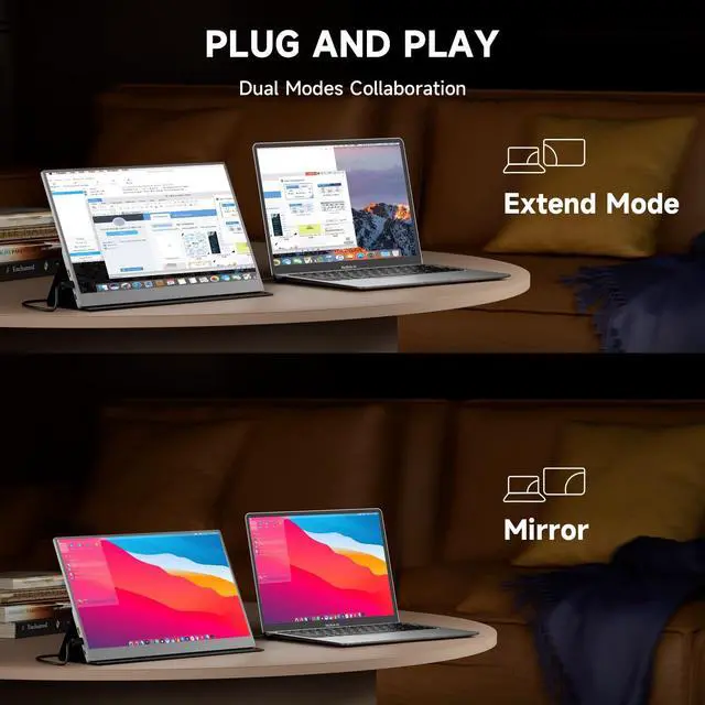 Alt view image 3 of 5 - qaf Portable Monitor for Laptop FHD 1080P 15.6 Inch Gaming Travel Laptop Screen Extender, USB-C/HDMI Portable Laptop Monitor Compatible with Laptop/PC/Mac/Phone/PS5/Xbox/Switch