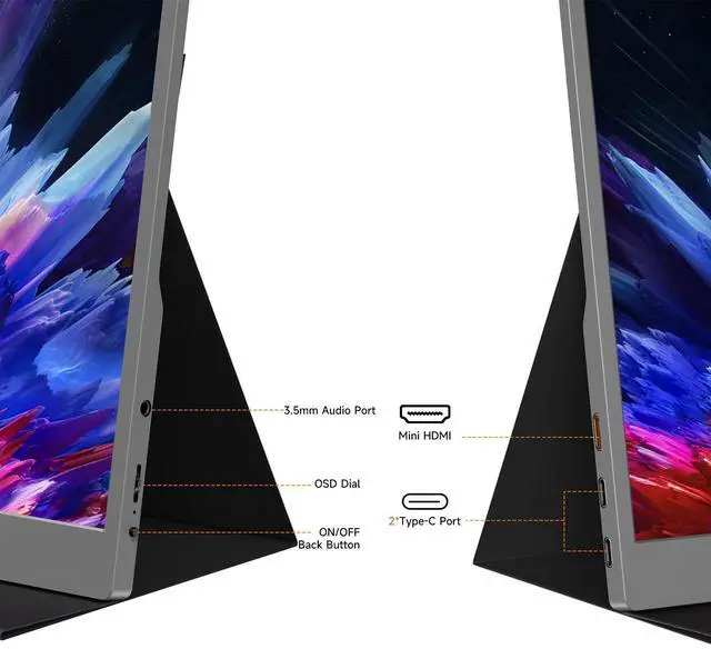 Alt view image 5 of 5 - qaf Portable Monitor for Laptop FHD 1080P 15.6 Inch Gaming Travel Laptop Screen Extender, USB-C/HDMI Portable Laptop Monitor Compatible with Laptop/PC/Mac/Phone/PS5/Xbox/Switch