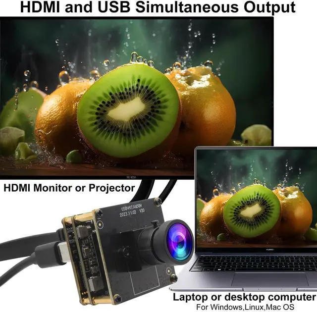 Alt view image 2 of 5 - ELP 4K 60fps HDMI USB3.0 Camera for Computer - Wide Angle PC Camera with 120 Low Distortion Lens and 2X Digital Zoom for Laser Engraver, Laptop, Ras pi, Jetson Nano