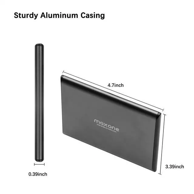 Alt view image 2 of 4 - Maxone 2TB Ultra Slim Portable External Hard Drive HDD USB 3.0 Compatible with PC, Laptop, Charcoal Grey
