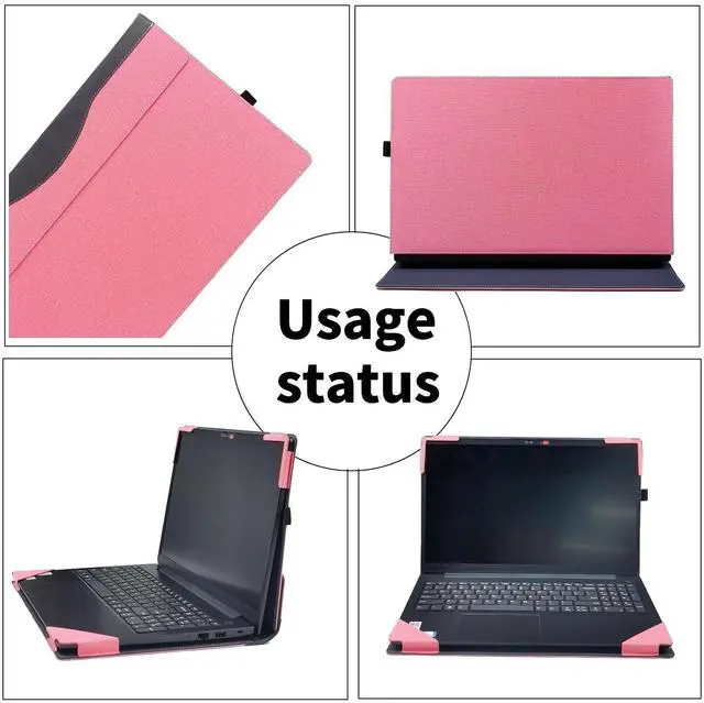 Alt view image 4 of 5 - RUNMEIJIA Laptop Case Cover for Lenovo ThinkPad E16 Gen1/ Gen2/ Gen3 2023-2025 16 inch [Do Check Model] Notebook Sleeve Computer Bag Protective PU Leather Shell (Pink)