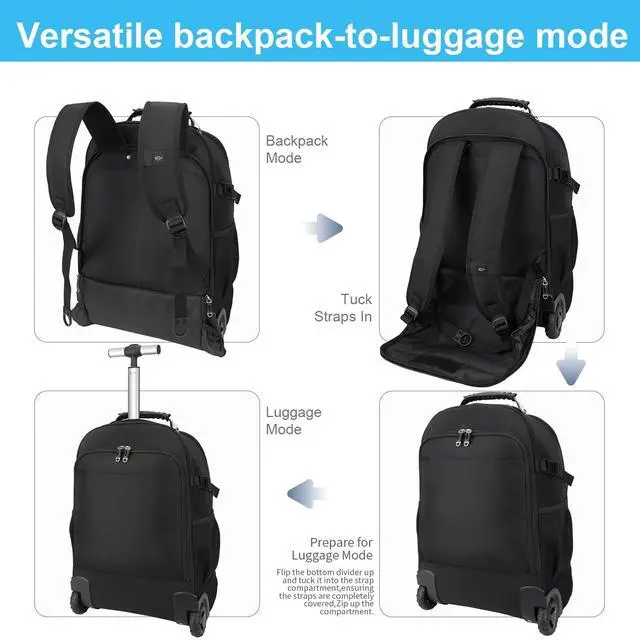 Alt view image 5 of 5 - SWICKY RICOOI Vacuum Rolling Backpack,50L Roller Travel Laptop Backpack with Anti-Theft,rolling backpack for travel,Water-Resistant Carry-On Luggage,Business and Commuting (A)
