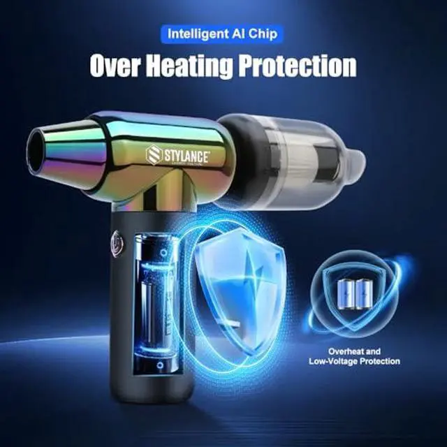 Alt view image 3 of 5 - STYLANCE Compressed Barber Air Duster,110000RPM Electric Air Duster, for Cooling,Computer Keyboard, Cleaning,Salon,Home, Type-C (Green)