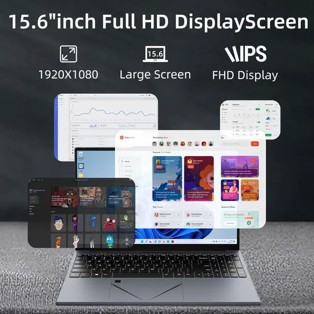 Alt view image 5 of 5 - OMSERVB 15.6" Laptop, AMD Ryzen 5 3500U-Beat i5-1135G7 (Up to 3.7GHz) Quad-Core Processor, 16GB DDR4 RAM, 1TB SSD, Portable Notebook with Adjustable Touchpad & Privacy Webcam Switch (16+1TB)
