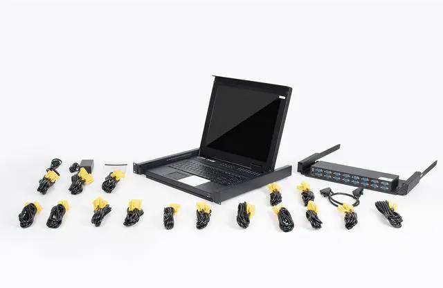 Alt view image 5 of 5 - MT-VIKI Rack KVM Switch w/17'' LCD Monitor, 16 Port VGA KVM Switch with Keyboard Touchpad Monitor, Fit for 1U 19'' Rack, OSD/Hotkey/Button [(with 16 VGA KVM Cable)]