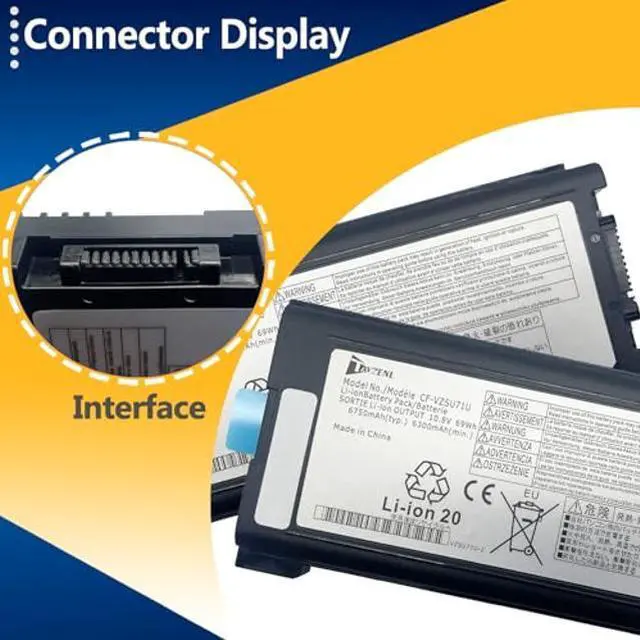 Alt view image 3 of 5 - TAVZENL CF-VZSU71U 69Wh Battery Replacement for Panasonic Toughbook CF-53 CF-31 CF-30 Series CF-VZSU72U CF-VZSU1430U CF-VZSU46 CF-VZSU46S CF-VZSU46U CF-VZSU46R 10.8V 6750mAh