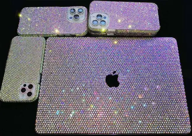 Alt view image 3 of 5 - Teazgopx Bling Rhinestone Case Compatible with MacBook Pro 16 inch 2020 2019 Release Model A2141,3D Glitter Sparkle Diamond Case Fashion Luxury Shiny Crystal Hard Shell for Women Girls