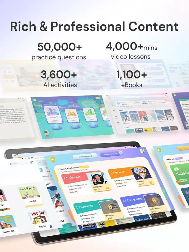 Alt view image 3 of 5 - Think Academy AI Kids Tablet TalPad T100 - Educational Resource Content 2200+, AI Tutor Step-by-Step Student Learning Success, Parental Controls, 11" Eye-Care Screen T100 for PreK - G6 (Standard)