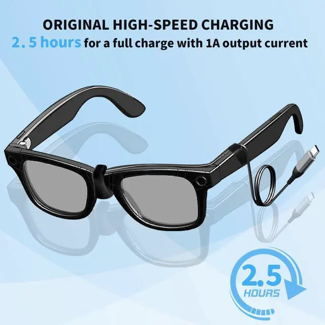 Alt view image 2 of 5 - Audio Sunglasses Type-C Charging Cable, Replacement USB Charging Cable, Compatible with Ray-Ban Meta Wayfarer/Skyler/Headliner Sport Sunglasses, 4.9ft 150cm Black - Audio Sunglasses Accessories