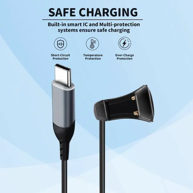 Alt view image 3 of 5 - Audio Sunglasses Type-C Charging Cable, Replacement USB Charging Cable, Compatible with Ray-Ban Meta Wayfarer/Skyler/Headliner Sport Sunglasses, 4.9ft 150cm Black - Audio Sunglasses Accessories