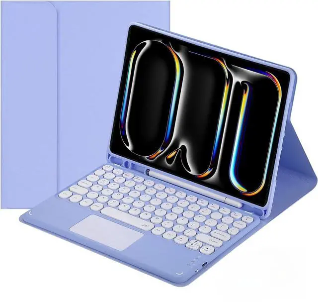 Main image of NUWONAYA Touchpad Keyboard Case for for  Fire HD 10/10 Plus 10.1 inch 2021/2023(11/13th Generation) with Pen Holder, Round Keys Detachable Trackpad Keyboard ,Purple