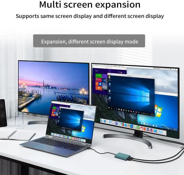 Alt view image 2 of 5 - CQHVKQ USB 3.0 to HDMI Adapter Dual 4K@60Hz (DL 6950) Adapter for Windows, MacOS, Mac M1 M2 M3 Driver Required