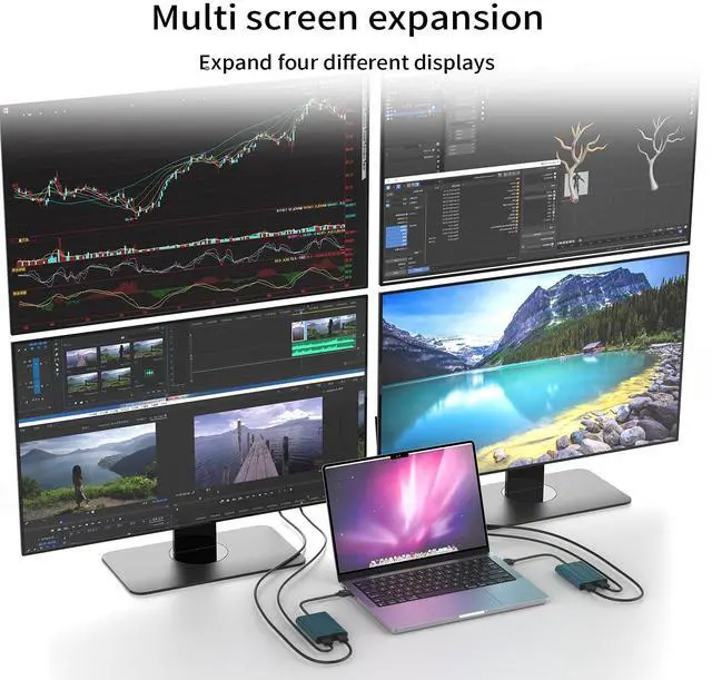 Alt view image 3 of 5 - CQHVKQ USB 3.0 to HDMI Adapter Dual 4K@60Hz (DL 6950) Adapter for Windows, MacOS, Mac M1 M2 M3 Driver Required