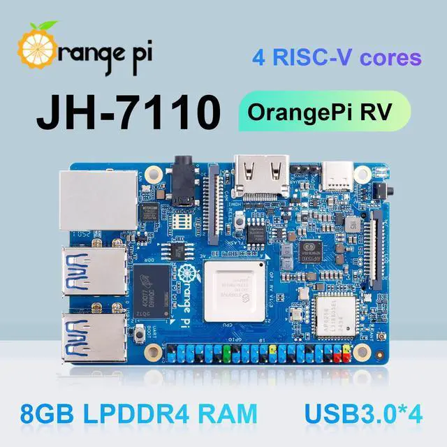 Alt view image 2 of 5 - Orange Pi RV 2GB/4GB/8GB LPDDR4 RISC-V Single Board Computer with StarFive JH7100 4-Core 64-Bit Processor, Wi-Fi 5.0/Bluetooth 5.0, Development Board Run Linux/Debian (8GB+Power Supply)