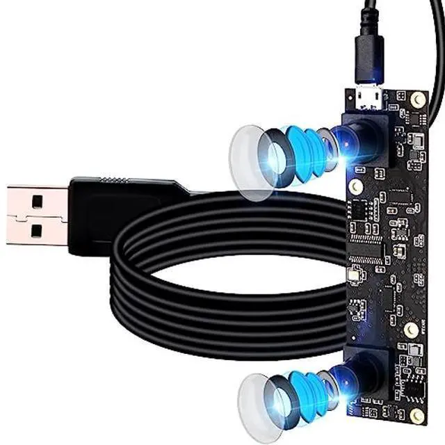 Main image of ELP 1080P Dual Lens USB 3D Stereo Webcam Board for Computer and Raspberry Pi - AR0330 Binocular USB2.0 PC Camera Mini UVC USB Security Laser Engraver Laptop Lightburn