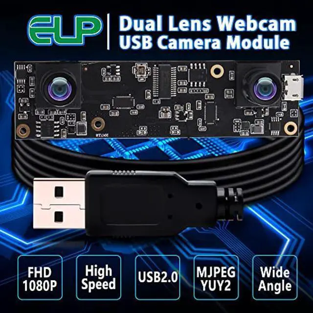 Alt view image 2 of 5 - ELP 1080P Dual Lens USB 3D Stereo Webcam Board for Computer and Raspberry Pi - AR0330 Binocular USB2.0 PC Camera Mini UVC USB Security Laser Engraver Laptop Lightburn